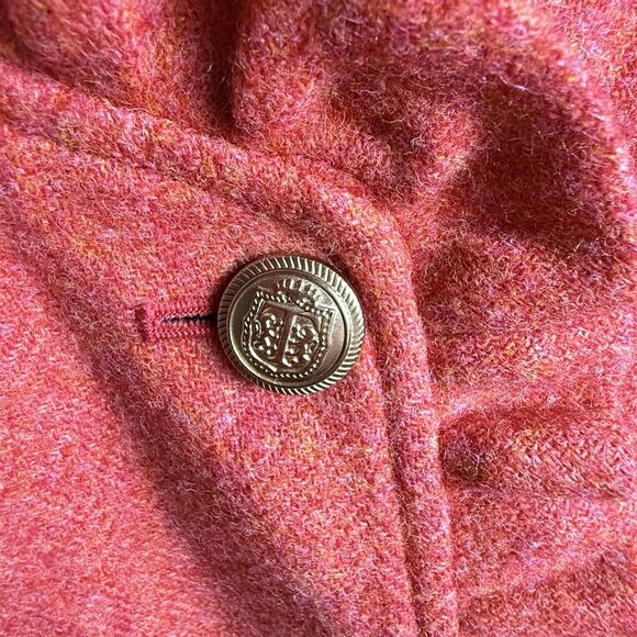 Talbot's Wool Blend Lined Blazer Coat Orange Lining EUC Size 14W Ruffles Button - Picture 4 of 8